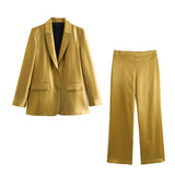 Early Spring, The New Gold Straight-Cut Suit Jacket 8753599 Vertical Trousers