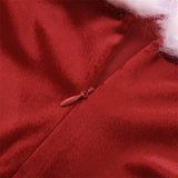 Miss Claus Dress Women Christmas Fancy Party Sexy Santa Off Shoulder Outfits Warm Ladies Velvet A-Line Short
