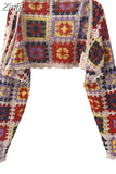 New Desig Women Bohemian Ethnic Style Handmade Crochet Loose Cardigan Mujer Colorful Hollow Out Knitted Sweater Coat