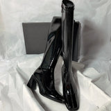 Zingj New 2023 Thigh-High Boot Rear Zipper Shows The Slim Square Head Knight Boots-Outfit