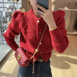 Zingj Fragrant Wind Soft Waxy Knit Cardigan Female Spring 2024 New Long Sleeves Popular This Year Beautiful Letter Sweater