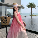 Zingj Dress Seaside Pink Sling Chiffon Dress Super Fairy Big