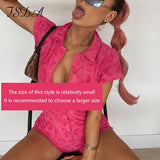 2021 Summer Short Sleeve Bodycon Romper Women Blue Casual Green Bodysuit V Neck Sexy Fashion