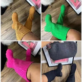 Zingj Size Long Women's Boots 22 Autumn New Leisure Thick Bottom Suede Pure Color Thick Heel Women's Boots Autumn