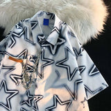 Women's Beach Shirt Korean Style Clothes Summer Women's Shirts 2023 Five-pointed Star Short Sleeve Shirt Couple