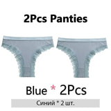 2PCS/Set Women's Panties Cotton Lace Panties And Thongs Comfortable Lingerie Low Waisted Underpants Female Lingerie