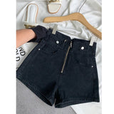 women vintage pockets leisure Denim Shorts Skirts Ladies Casual Slim Zipper Chic Hot Leg-openings Short