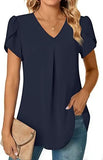 Zingj Wise Hot Style Summer Simple Women V-Neck Petal Sleeve Shirt Women's