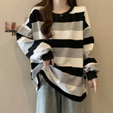 Zingj Stripe Thin Hoodie Women's 2023 New Autumn Show Thin Fat Mm Cover Belly Loose Student