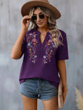 Embroidered Top Women's Literary And Art Retro Shirt Women Loose Temperament 2025 Summer
