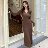 Zingj Knitted Dress Women's Long Sleeves Medium Long Style 2024 Autumn And Winter New Bottomed Sweater Long