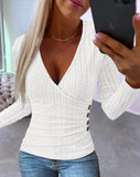 Zingj Hot Style Autumn And Winter Simple Long Sleeve V Collar Jacket Women's Sweater Female