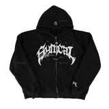 New Retro Zipper Sweater Gothic Letter Star Hoodie Trendy Men's Casual Outer