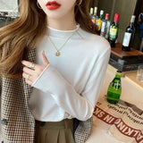 Zingj Version Of The New Autumn And Winter High Elastic Soft Waxy Bottom Shirt Women's Half Turtleneck Sweater Roll Edge Cover With A Thin