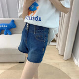 ERROR denim shorts women's high waist three button 2022 new summer high quality loose wide leg washed denim hot pants