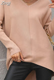 Women's Oversized Sweater V Neck Blue Autumn Winter Loose Nit Pullover 2023 Female Knitted Sweaters for Women 2023