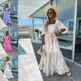 Sales Of New Lace Tie-Up Dress INS Casual Loose Waist Tie Dress