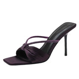 Satin Water Drill With Sandals Woman 2025 Summer New Bow Toe Wearing High-Heeled Cold
