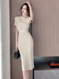 Zingj Style Design Short-Sleeved Knitted Dress For Women In Summer, A New High-End Dress With Thin Waist And