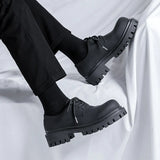 Zingj Wind Thick Round Derby Man Dark Small Leather Shoes Vintage Big Head Shoes
