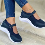 Summer Round Head Knitted Magic Thick-Soled Single-Shoe Women's Large-Size Grid Casual Women's
