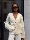 2025 Leisurely Pure Color V-Neck Knitted