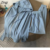 Women Two Piece Set Casual Tracksuit Long Sleeve Hooded Oversize Sweatshirt + High Waist Harem Pants Loose Sweatpants