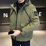 Fashion Youth Men's Wear 2024 Winter Wear Two Cotton Men Thick Coat New Fashion Cotton Suit Hat Warm Tooling Men-Outfit