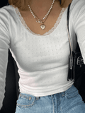 Lace Trim White Knit Top- Outfit