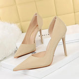 Zingj Sexy Nightclub Show Thin, High, Shallow Pointed Snake Side Hollow Heels Single