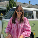 Striped Print Shorts Suit Women Lace Up Bow T-shirts High Waist Wide Leg Short Pant Sets 2024 Fashion Holiday Lady