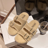 Zingj Autumn And Winter New Korean Version Fashion Thick Bottom One Word Outside Wear Casual Home Plus Plush Slippers