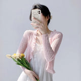 Knitted Cardigan Women's Thin Suspender Skirt With Air-Conditioning Blouse Summer Shawl Ice Silk Small Shoulder Fairy Gas