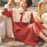 Nightgowns Women Long Sleeve Autumn Chic Popular Ulzzang Popular Vintage Female Nightwear Soft Loose Schoolgirls