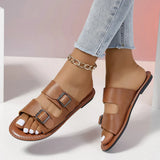 Zingj Size Clasp Flat-Soled Slippers Women's Open-Toed Retro Sandy Beach