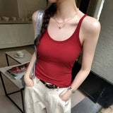Girl Temperament Retro With Chest Cushion Small Sling Vest Women Summer 2024 New Style To Wear Sleeveless