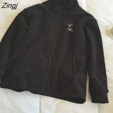 Women Aesthetic Thicker High Quality Leisure Turtleneck Leisure Embroidery Spring Autumn Korean Style Winter Coats