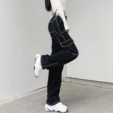Women High Waist Pants Women Slim Denim Pocket Trouser Elastic Cargo Pant Girl Fashion Jeans Harajuku Style Pants