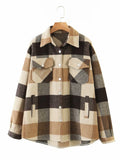 New Autumn Sanded Blouse Women's Lapel Single-Breasted Plaid