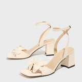 Women's High-Heeled Shoes Three-Dimensional Bow Bow Head Thick With Spring And Summer Fashion Night Party Wedding Campus Apricot