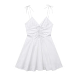 Spring Style Bow Tie Trench Coat Fabric Short Dress
