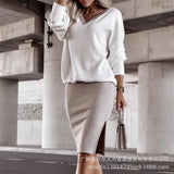 Zingj Series) 2023 Women's Fashion V-Neck Dress Top Skirt