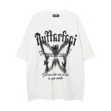 Vintage Butterfly Print Oversized T-shirt-Outfit