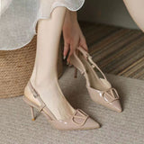 Zingj Heels Women's French Spring And Summer Shallow Wedding Shoes Large Size Fashion 2023 Nude Color Small Fragrance Style All Kinds Of Fine Heels