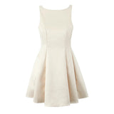 Satin Back V Backless Mini Dress-Outfit