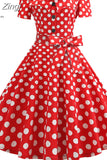 Women Summer Dress Elegant Retro Vintage 50s 60s Robe Rockabilly Swing Pinup Dresses Casual Red Party