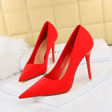 Zingj Korean Version Of Fashion Pedicure Delicate Show Thin High Heels Ultra High Heel Silk Shallow Pointed Single