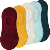pieces = 5 pairs Women Invisible Solid Color Socks Slippers Ladies Polyester Cotton Non-slip Silicone Ankle Socks