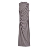 Spring Style Wrinkle Decorated Midi Dress