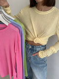 New Long-Sleeved Snowflake T-Shirt Women's Summer Thin Carmeat Round-Neck Loose Temperament